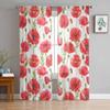 Watercolor Red Poppy Flower Sheer Curtains for Living Room Decoration Window Curtains for Kitchen Tulle Voile Organza Curtains