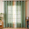 1 Panel French Country Green Leaf Print Semi-Sheer Gauze Curtain with Grommet Top Curtains For Living Room, Curtains For Bedroom, Sheer Curtains