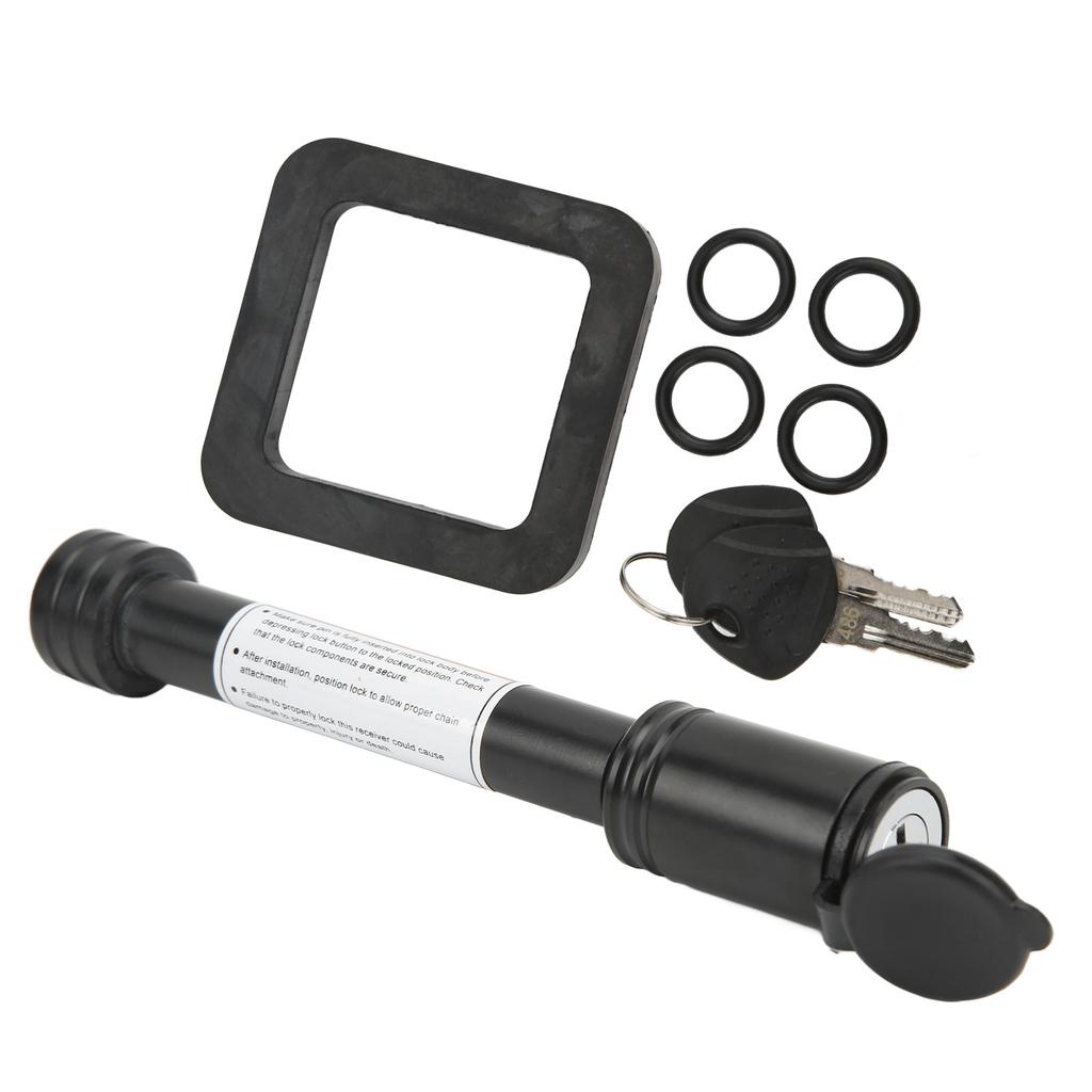 5 8in Trailer Hitch Receiver Pin Lock with 2in Silencer Pad Tubular Keys O Rings for Car Truck Hitch Ball Carrier