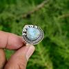Throat Chakra Larimar Stone 925 Silver Ethnic Statement Bezel Wife Ring Jewelry