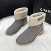 Snow Boots Women's New Round Head Thick Heel Cotton Boots Comfortable Foot Cover Two Wear Large Size Women's Cotton Shoes