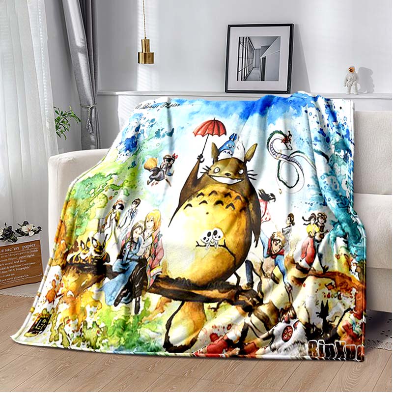 Throw Blanket Totoro Hayao Miyazaki Black Cat Throw Blanket Bedspread Sofa Soft Blanket  Adult/children Blanket Travel Camping