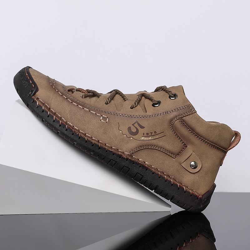 Men's Hand-made Super Fiber PU Rubber Soft Sole Lightweight Wear-resistant Non-slip Casual Shoes
