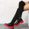 New Boots Women's Over-Knee Round Head Fly-Knitted Boots Women's Thick-soled Boots
