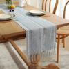 Hand Woven Solid Color Lace Table Runner with Fringe for Farmhouse Christmas Dining Table Decor