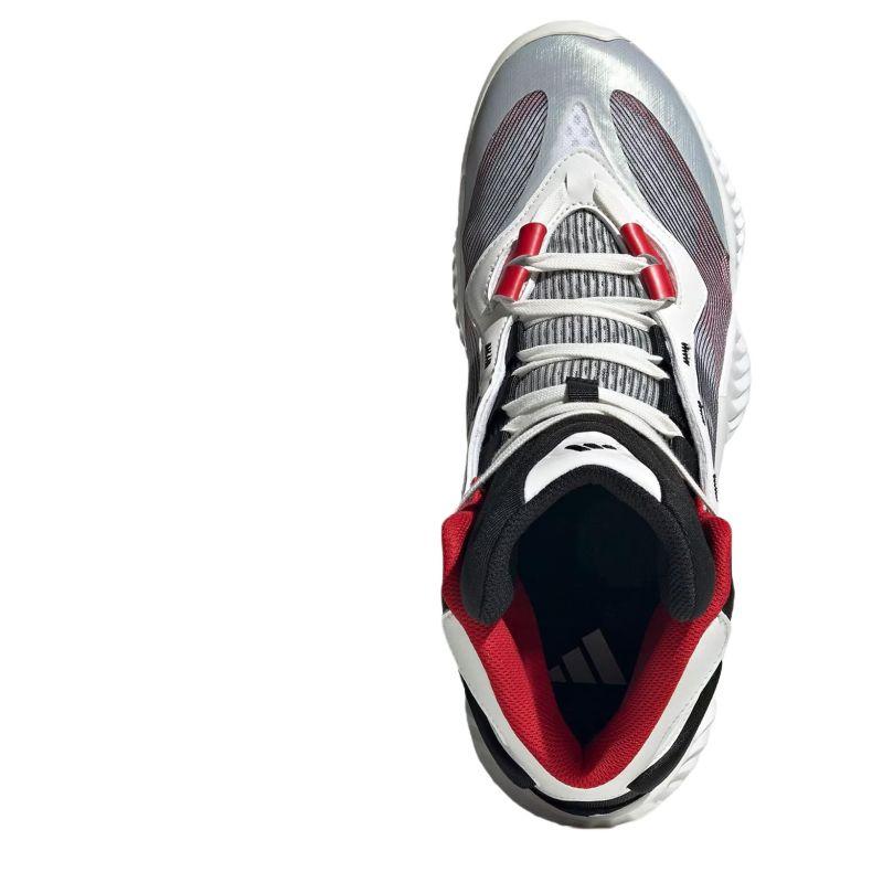 Adidas Cushioning Wear-Resistant Mid-Top Basketball Shoes Unisex White Red Sneakers JH8078