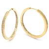 Les Trésors De Lily [L4309] - Gold Plated Hoop Earrings 'Cristal Plénitude' Golden White - 35x3 Mm