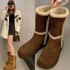 Foreign Suede Lamb Wool Medium Tube Short Boots Women's Two Wear Autumn and Winter 2025 New Velvet Warm and Thin Snow Boots