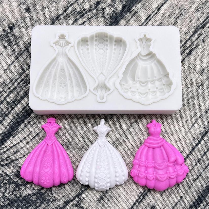 Evening Dress Skirt Silicone Mold Sugarcraft Chocolate Cupcake Baking Mold Fondant Cake Decorating Tools