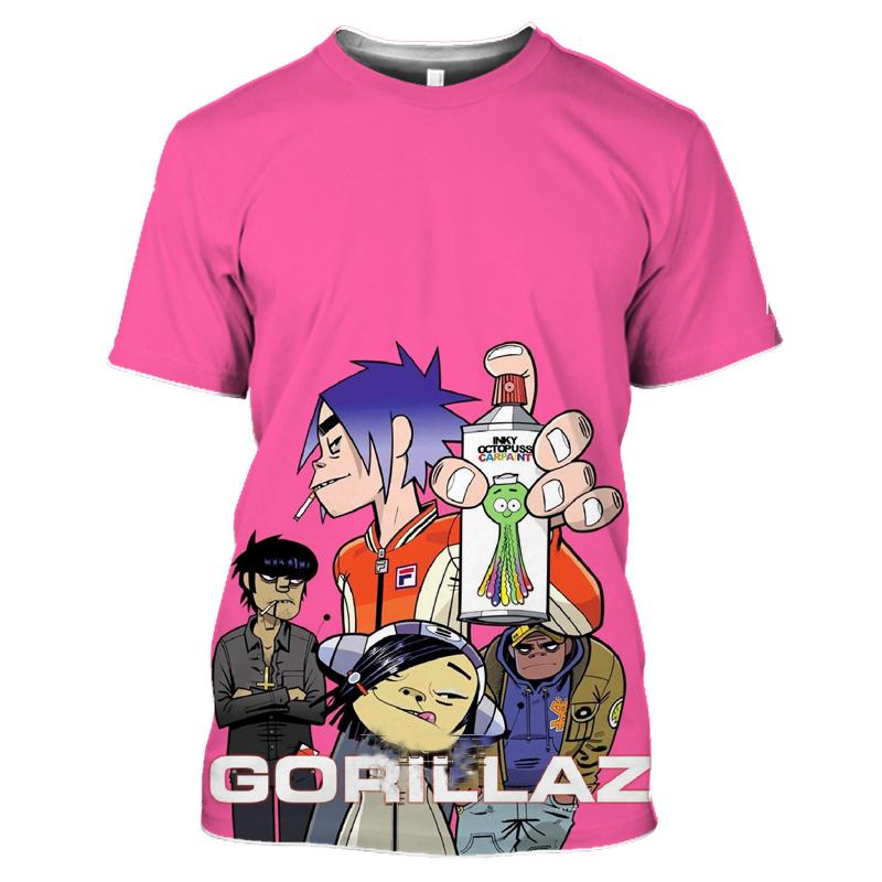 Rock Band Gorillaz Series Print Summer Men's O-Neck T-shirt Casual Short Sleeve Oversized T Shirts Fashion Trend Men Clothing