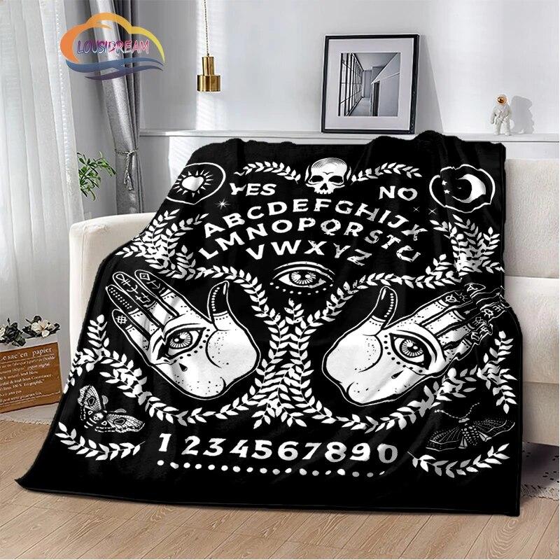 Satanic Gothic Witchcraft Blanket Ouija Board with Hands Occultism Flannel   Soft Four Seasons Portable Camping