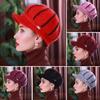 Women Winter Hat Thick Warm Knitted Hat Soft Velvet Slouchy Cap with Visor Brim for Middle-Aged And Elderly Ladies
