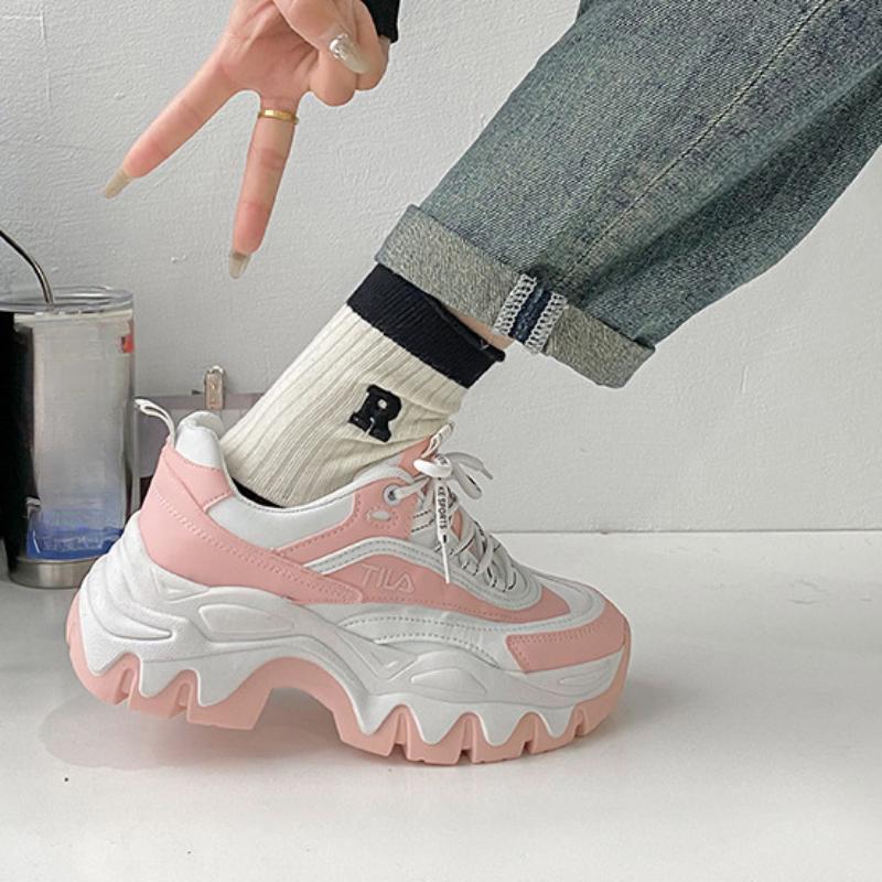 Korean Version Women Shoes Thick Bottom Elevated Increase 2024 New Casual Simple All-match Running Women Sneakers Autumntime