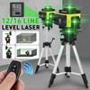 12/16 Line 4D Laser Level Green Light Digital Self Leveling 360° Rotary Measure with 6000mah Battery