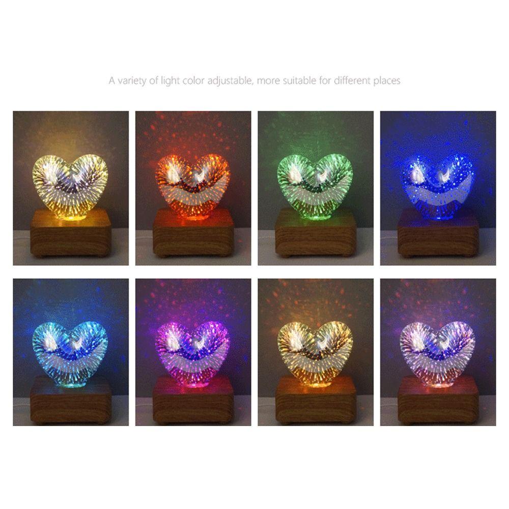 Colorful 3D Fireworks Night Light Romantic Atmosphere Heart Shaped Atmosphere Lights Living Room