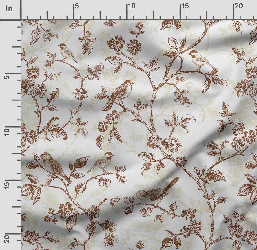 Soimoi Bird & Flowers  Print  Cotton Cambric Quilting Fabric Sold by The Yard 42 Inch Wide Medium Weight Cotton Fabric Sewing  Supplies