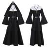 Halloween Nun Cosplay Costume 4-Pieces Set Nun Costume + Cape + Belt + Necklace Cosplay Costume