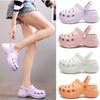 New Women's Summer High-heeled Thick-soled Sandals and Slippers Non-slip Wear-resistant Deodorant Beach Hole Shoes