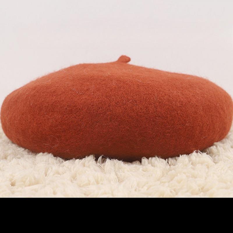 New Women's Korean Style Fashionable Spring Autumn Yarns Beret Hat Solid Color Thickened Warm Vintage Artistic Hats