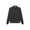 Fear of God Essentials Fall/Winter 2022 Long Sleeve Polo With Monochrome Letter Print Unisex Tops Off-Black FOG-FW22-713