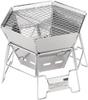 Bonfire Stand Barbecue Stove Grill 2-in-1 Hexa Stainless Steel Fire Grill M Size Stainless Steel Storage Bag Included UY-7020 Silver