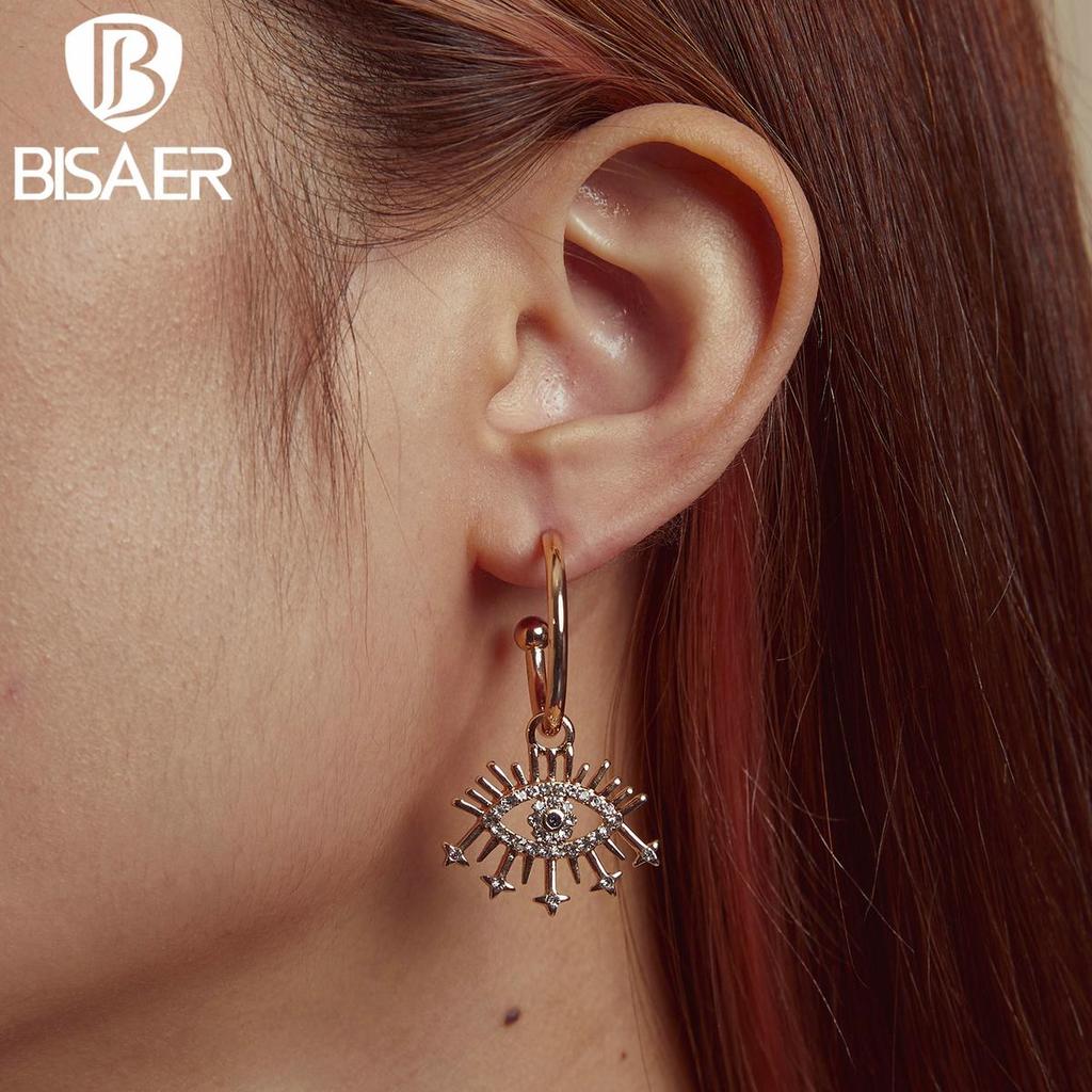 Bisaer Exquisite Shining Devil's Eyes Stud Earring for Ladyies High Jewelry