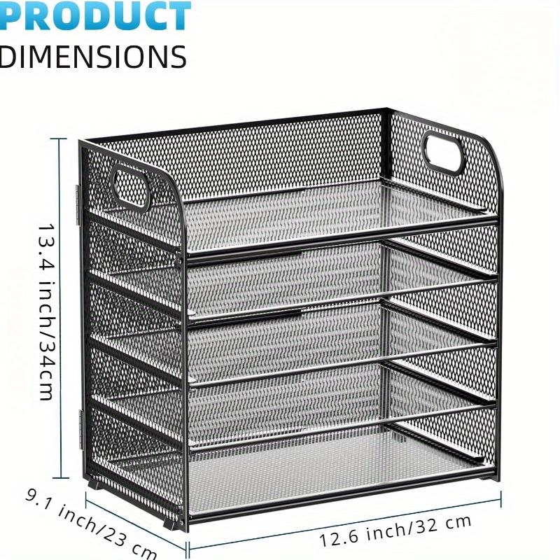 5 Tray Desk File Organizer, Mesh Paper Sorter Letter Tray Organizer with Handle, Desktop File Organizer and Storage for Letter/A4 Office File Folder