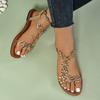 European and American Large Size Summer Rhinestone New Flower Fashion Flat Bottom Transparent One Word with Sandals Women's Size 36-43