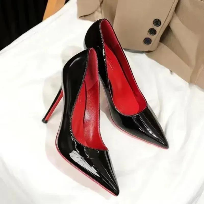 Women's Summer New PU Sexy Pointed Slip-on Stiletto Shoes Outdoor Shallow Mouth Comfortable Office Banquet Sandals for Women