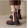 Fashion Faux Suede Chunky Platform Ankle Boots for Women Non Slip Thick Plush Winter Boots Woman Warm Non Slip Cotton Padded Shoes Mujer