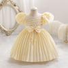 Baby Party Dresses for Girls 2024 Summer Vintage Court Ceremony Birthday Party Ball Gown Puff Sleeve Toddler Kids Princess Dress