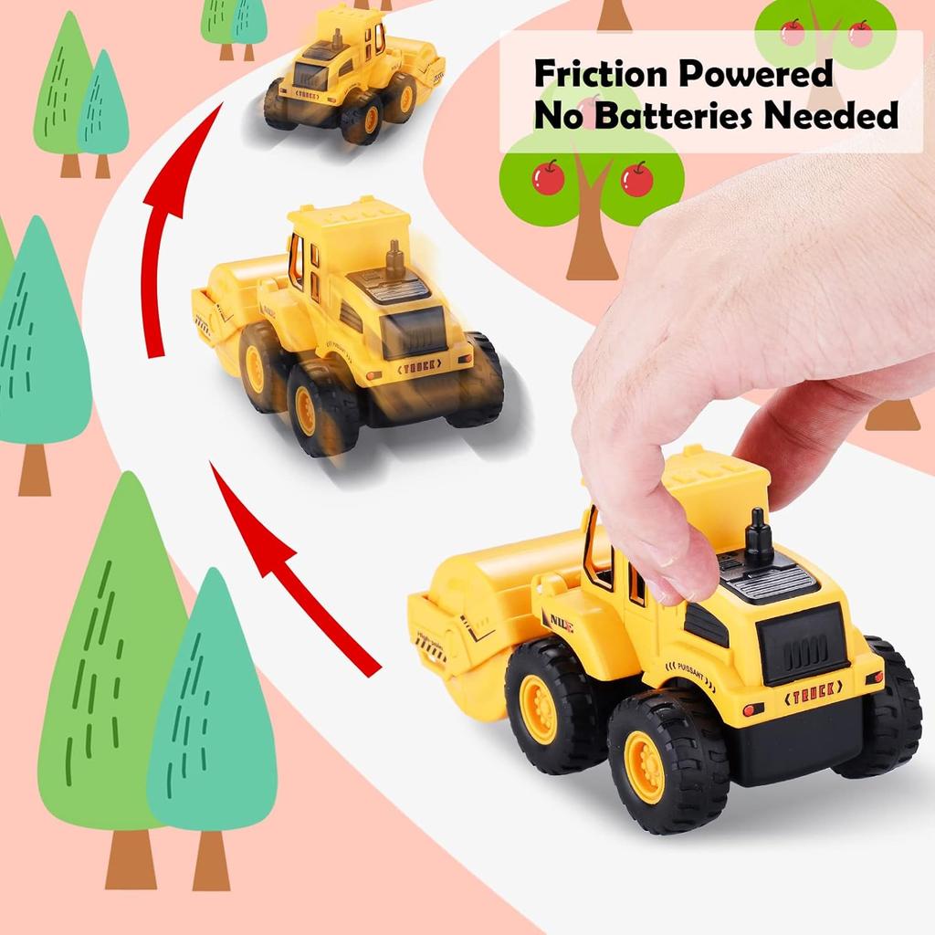 Construction Toys for 3 Years Old Boys Girls Kids Friction Powered Construction Truck Toys Vehicles Sand Toys Trucks Excavator