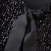 Women Sequin Jacket Big Bow Decor Loose Round Neck Long Sleeves Solid