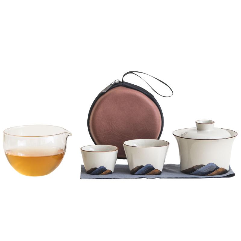 Kung Fu Travel Tea Set Portable Outdoor Retro One Pot Two Cups Cover Bowl Teacup Kung Fu Tea Set Kuaike Cup Outdoor