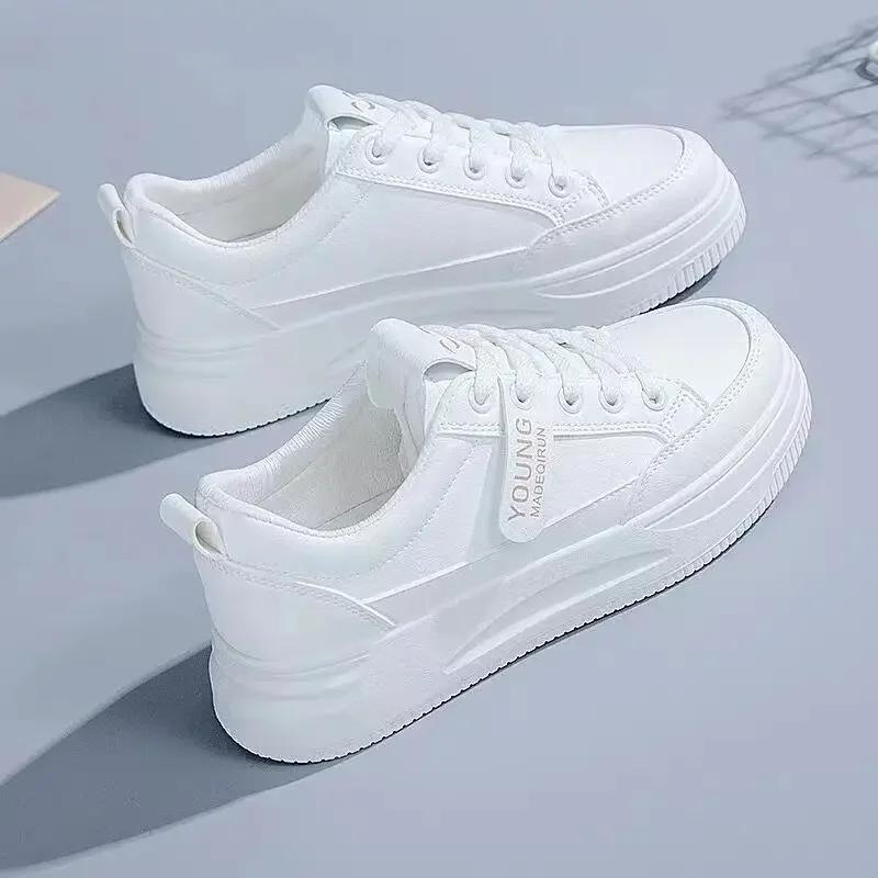 Fashion 2024 Women's Vulcanize Shoes Lace-up White Sneakers Fashion Running Comfortable Casual Female
