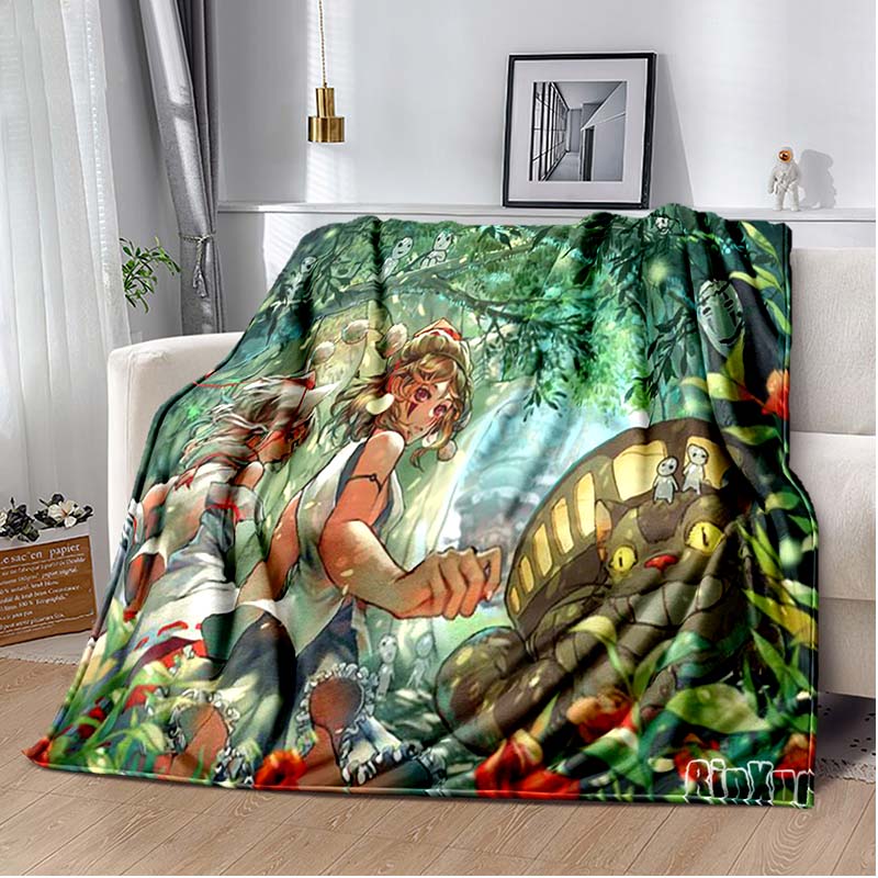 Throw Blanket Totoro Hayao Miyazaki Black Cat Throw Blanket Bedspread Sofa Soft Blanket  Adult/children Blanket Travel Camping