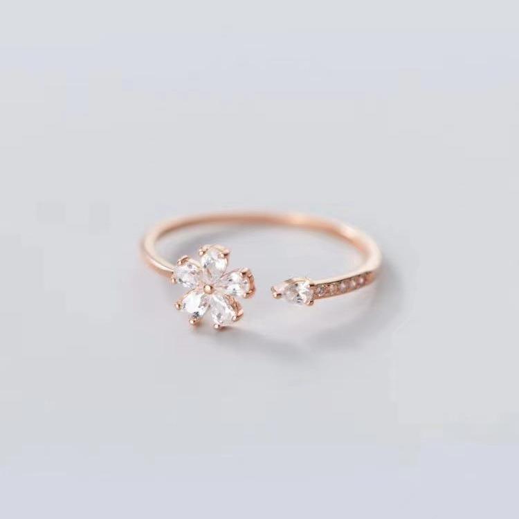 Korean Lucky Grass Flower Fashion Personalized Five Leaf Ring