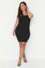 Women's Style Plus Size Black Strappy Body-hugging Thin Knitted Dress