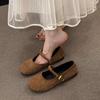 Retro Flat Mary Jane Shoes with Skirt Suede Black Light Mouth Soft Sole Single Shoes Women's Comfortable Women's Shoes New