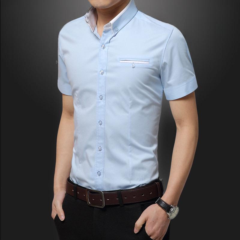 Men's Slim Fit White Short Sleeve Business Casual T-Shirt