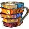 Painted Book Mug, Unique Colorful Resin Stacked Books Coffee Cup, Collectible Gift for Readers, Librarians, Literature Lovers