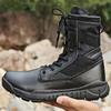 Fashion Mens High Top Combat Boots Lightweight Canvas Breathable Jungle Training Shoes Male Hiking Desert Military Tactical Boots Ankle
