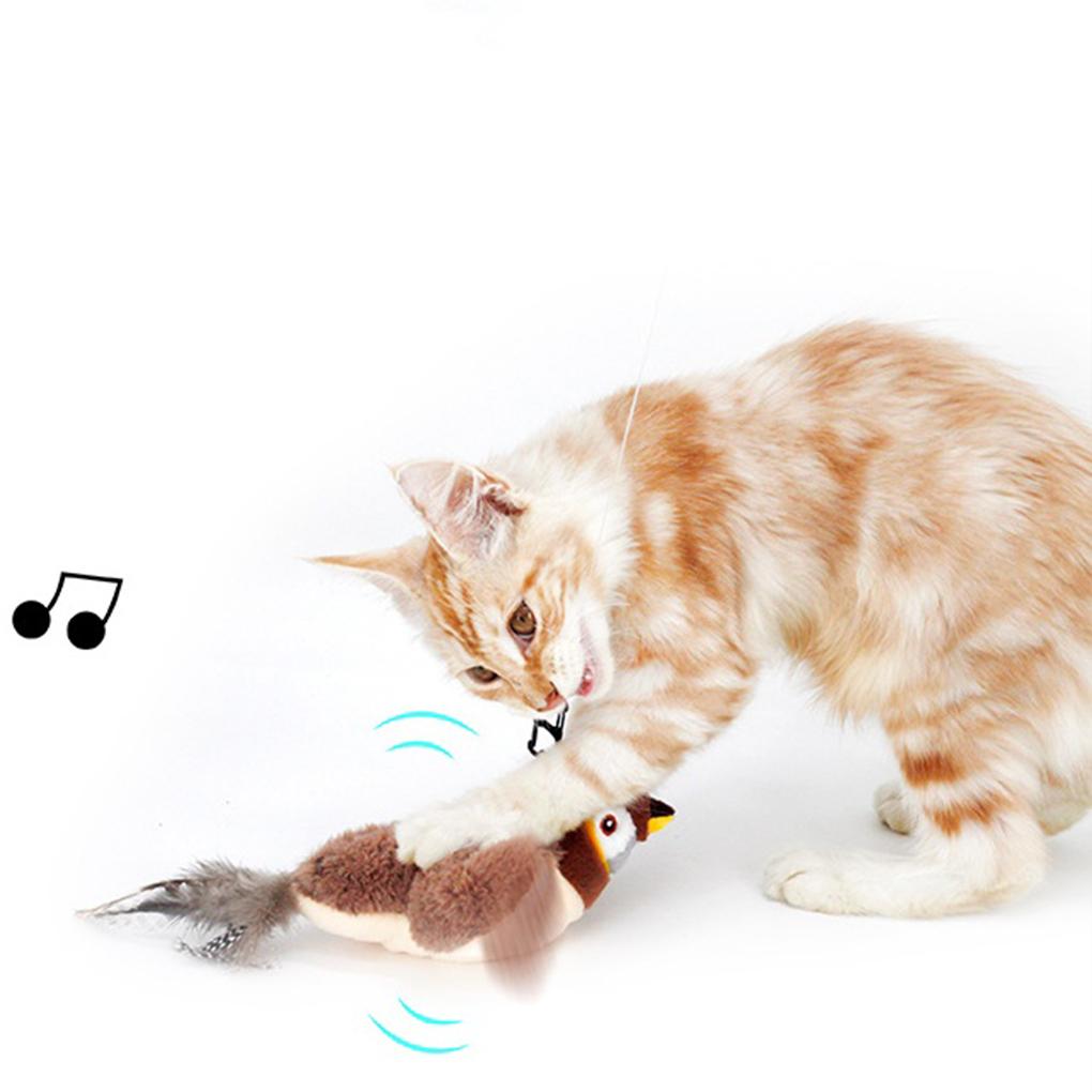 Interactive Cat Toys Rechargeable Chirping Flapping Bird(no Flying) with Catnip for Indoor Cats Kitten Touch Activated Plush Toy