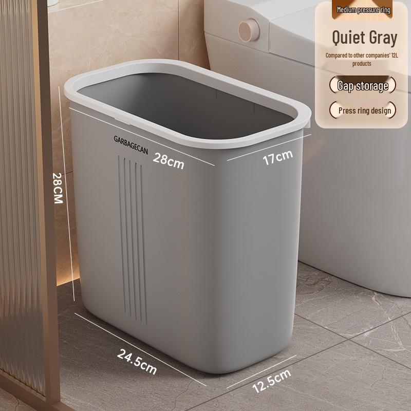Compact Bathroom Corner Trash Can with Press-Down Lid