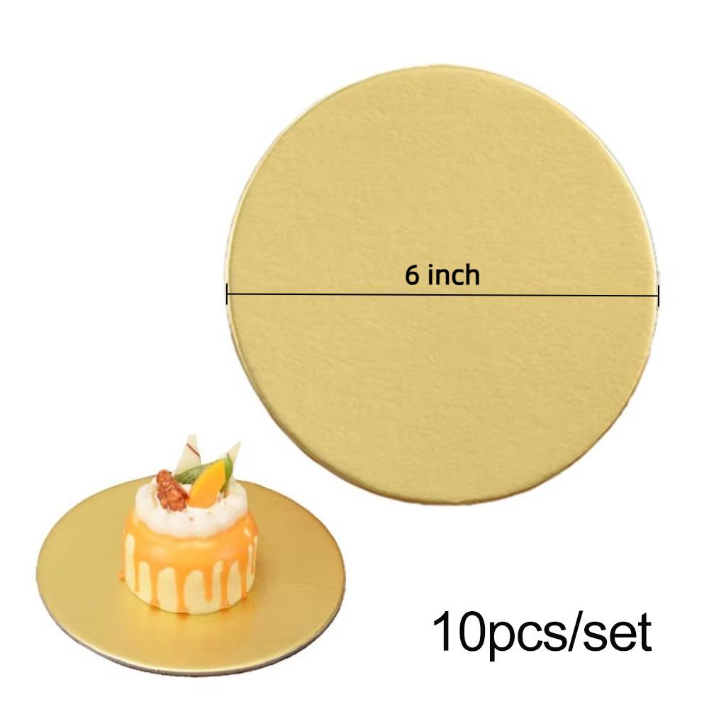 10pcs Golden Cake Cardboard Cardboard Cupcake Base Durable Round Cake Board Baking Cakes