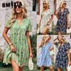 Women's Fashion Summer Spring Short Sleeve V-Neck Casual Dresses