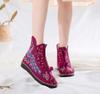 Ankle Boots for Women New Spring and Autumn Flat Bottom Cloth Shoes Ethnic Style Low Barrel Short Boots Embroidered Shoes Women