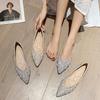 2025 Summer Korean Version Soft-soled Pointed Flat-soled Single Shoes, Pearl Rhinestone Shallow Mouth Laden Shoes, One Pedal Doudou Shoes Women