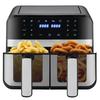 Air Fryers Dual Zone Hot Air Fryers with Viewing Window 9L Capacity Double Air Fryers 2 Drawers Touch Screen Smart Timer Function (EU Plug)