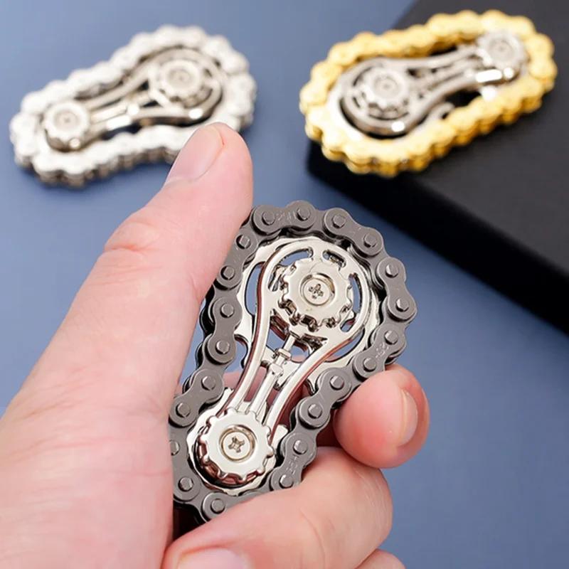 Sprockets Flywheel Fingertip Gyro Fidget Spinner Antistress Anxiety Metal Bike Chains EDC Spinner Fidget Toys For Adult Kids